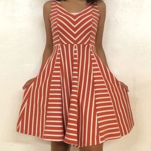 SaturdayNYC Red & White Striped Maxi Dress small